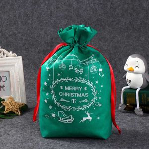 Present Wrap Santa Gift Bag Candy Bag Snowflake Crisp Drawstring Bag Merry Chulture Decorations For Home New Year Noel Presents T220926