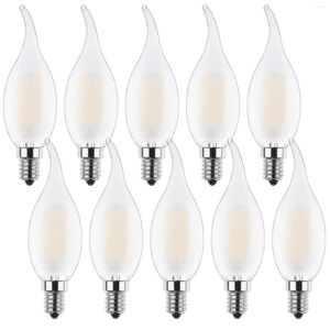 Led Candle Light C35 Frosted E12 110V E14 220V 4W 6w Dimmable Filament Bulbs Warm White 2700K Lamp For Chandelier Lighting