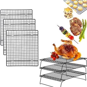 BBQ Tools Accessories Stainless Steel Nonstick Wire Grid Baking Tray Cake Cooling Rack Oven Kitchen Pizza Bread Barbecue Cookie Biscuit Holder Shelf 220922