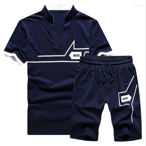 Herrspårar för män för män 2022 Summer Two Piece Set Short Sleeve T Shirt Croped Top Shorts Suit Mens Sportwear Set Outwear