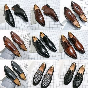 Erkek Lüks Bullock Püskül Düz Renk Dikiş Timsah Desen Dama Tahtası Yuvarlak Ayak Moda Gündelik İş Ayakkabıları Loafer'lar Çok-size38-48