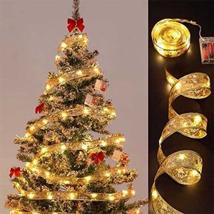 Decorações de Natal Ribbon Fairy Light Christmas Decoration Tree Ornamentos para Luzes de cordas de arcos em casa Navidad Ano 2023 220926