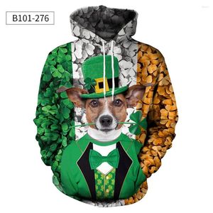 Hoodies masculinos de St Patrick s Day s Autumn Green Fashion Capuz do capuz irlandês Irish Loose Digital Casual D Printing Street Men Sweater