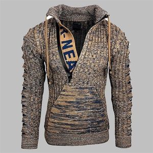 Herrenpullover Winter Herrenpullover Mode High Street Pullover Briefdruck Halber Reißverschluss Strickjahr Sweatercoat 220924