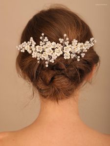 Headpieces Pearl Rhinestone Flower Bride Hair Combs Wedding Jewelry Bridal Headwear Accessories for Women Party Prom Tiaras