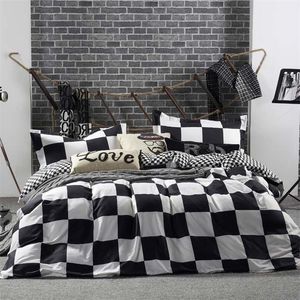 Bedding conjuntos de roupas de cama em preto e branco Conjunto de greia Latice Linen linen Simples Summer Duvet Sets Cover King Consolador Rainha Twin Quarto Luxo 220924