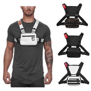 Wholesale Tactical Vest Chest Rig Bag Packs Harness Holster Radio Walkie Talkie Pouch Sport Outdoor Reflective Strip External Hook Strap Str247R
