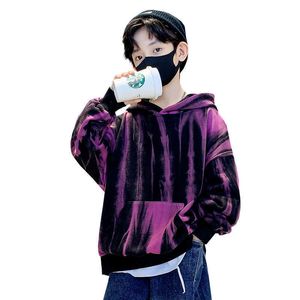 Pullover Cool Boys Tops Cotton Tie Dye Hoodie Long Sleeve Coat Fashionable Casual Spring Autumn Big Boy Children s Long Sleeved Clothes 220924