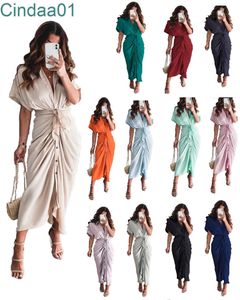 Designer Womens Clothing 2023Summer New Solid Dress Pendolarismo Fashion Forged Face Abiti lunghi Abito camicia Abbigliamento da donna