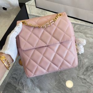 Damski kawior francuski plecak klasyczny diamentowy kołdry złoty łańcuch sprzętowy duża pojemność crossbody ramię sacoche designer luksusowe torebki zewnętrzne 22 cm