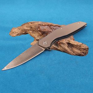 NY R8318 FLIPPER FOLLING KIVE 67-LAYER VG10 DAMASCUS STÅL BLADE CNC TC4 Titanlegering utomhus camping Vandring Fiske EDC Pocket Mapp Knives