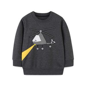 Pullover Jumping Meters Autumn Winter Sweatshirts With Aircraft Embroidery Fashion Boys Girls Cotton Clothes Sweatshirts Cute Kids Shirts 220924