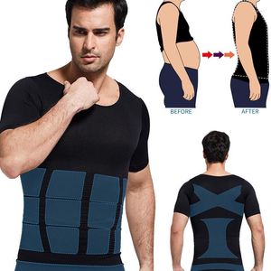 Corpo masculino Men's Men's Men GynecoMastia Corsets Slimming Compression T-shirt Big Big Belly Reducer Posture Corrector Tops