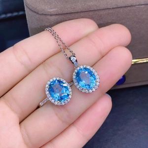 Bracelet Earrings Necklace 925 Sterling Silver For Women Gemstone Bridal SAPPHIRE Ring Pendant Engagement Jewelry With Box Gift