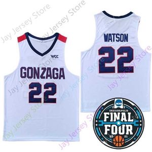 Mitch 2021 Final Four Yeni NCAA Koleji Gonzaga Formaları 22 Anton Watson Basketbol Forması Beyaz Boyut Genç Yetişkin Tüm Dikişli Nakış