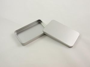 Presentförpackning 100 st grossist Silver Rectangle Tin Box vanlig metall utan att skriva ut WEN4461
