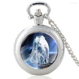 Карманные часы классические мужчины, женщины, Quartz Watch White Horse Cool Countrace Jewelry Gistery