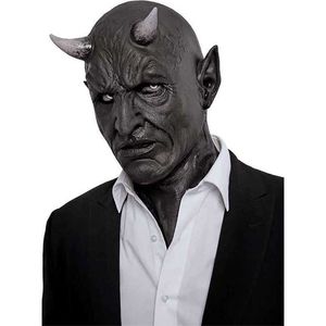 Maschere per feste Mefistofele Demon Horn Mask Halloween Cosplay Maschera horror Devil Killer Casco in lattice Masquerade Carnival Party Costume Puntelli 220926