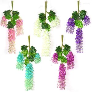Dekorativa blommor 110 cm gr￶na konstgjorda blad V￤xter Vine Wedding Party Home Garden Staket dekoration rotting v￤gg h￤ngande creeper murgr￶na