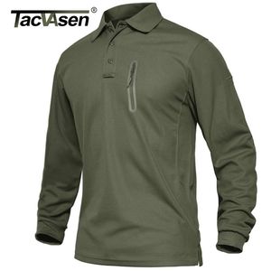 Men's Polos TACVASEN Zipper Pocket Tactical Work Shirt Mens Long Sleeve Premium Shirts Casual Golf Sports Army Military T-shirts Tops 220924