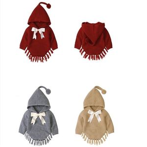 Winter Neugeborene Mädchen Girls Poncho Strickpullover Mantel süße schöne Kleinkind Kinder Bowknot Jacke Outwear Cloak Autumn Kleidung 20220926 E3