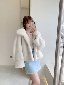 Women Sur Fur Faux Hdhohr Real Mink Coat Moda Moda de alta qualidade Jackets de peles fêmeas com grande chapéu 220926