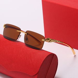 glasses de designer de designer de designer feminino de óculos de óculos de óculos de leopardo da cabeça de leopardo com lentes marrons de metal com moldes de caixa de sol