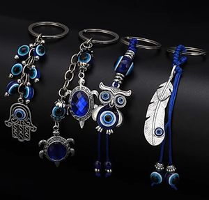 Animal Turtle Owl Palm Evil Eyes Key Rings Keychain Glass Keyring Glass Blue Eye Pendant Ornament Keychains Party Gift