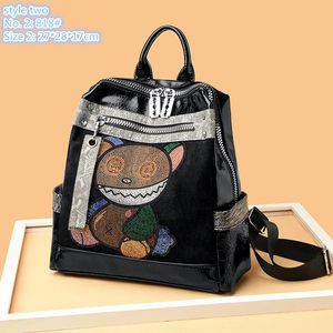 Wholesale ladies shoulder bags 2 styles sweet and cute cartoon sequined messenger bag beautifully studded fashion backpack multifunctional leather handbag 823#