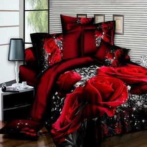 Bettwäsche Sets Set Luxus d Red Rose Baumwollbett Bettdecke Bettdecke Kissenbezug Home Textile King Twin Queen Full Size Brett