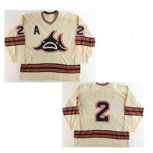 Gla Custom Vintage Men 1972-74 Jim Watson WHA Los Angeles Sharks Game Worn Jersey Ron Garwasiuk Jim Niekamp top quality