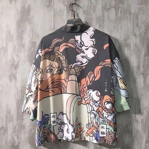 Etnisk kläder japansk stil tryck kimono cardigan för man harajuku anime flickor cosplay yukata haori sexig hem bär sommar streetwear