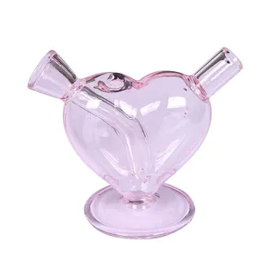Protbale 3 polegadas Acessórios para fumar Coração rosa Cabeça articulada Vidro Bong de água Óleos Cachimbo de água Mini cachimbo Bubbler 3 polegadas Dabber