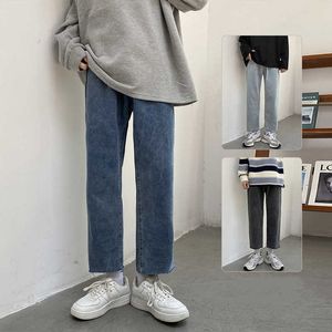 Herr jeans Men Wide Leg Classic Fashion Trend Matchar Loose Casual Denim Cropped Trousers Autumn Mane Mandla Korean Pants 220923