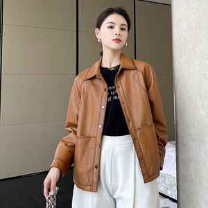 Women's Leather Women's & Faux Autumn 2022 Haining Clothes Loose Casual Sheepskin Coat Short Locomotive Jacket