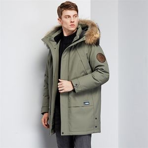 Men's Down Parkas Winter White Duck Jacket Warm Mid-Length Hooded Thick Business Plus Size Men Tooling Clothing 220924