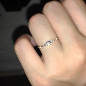 Cluster Rings Goldtutu 14K Gold Thin Diamond Cz Crystal Corrying Dainty Minimalist Solitaire Band 220922