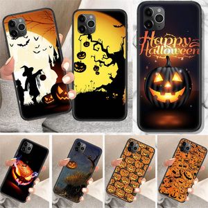 Happy Halloween Telefonfodral f￶r iPhone 14 Pumpkin Lantern Castle Ghost Skull Pattern Black Soft Tpu Shell iPhone14 13 12 11 8 7 Plus Pro Max Fashion Print Mobile Cover