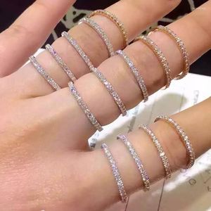 Cluster Rings Simple Eternity Band Ring 925 Sterling Silver Zircon Cz Wedding For Women Bridal Statement Party Jewelry
