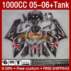 Injection Mold Fairings For SUZUKI GSXR 1000 CC 1000CC K5 05-06 Bodywork 157No.157 GSXR-1000 GSX R1000 GSXR1000 05 06 GSX-R1000 2005 2006 OEM Fairing & Tank red flames