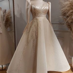 Party Dresses Floria Elegant Long Sleeves Women Evening Dress Luxury Beaded A Line Celebrity Dress Customized Dubai Formal Evening Gowns 220923