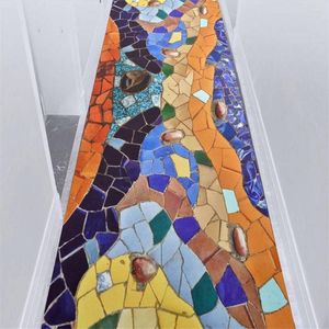 Carpets 3D Colorful Tile Corridor Strip Floor Mat Bedroom Living Room Kitchen Carpet Plush Printed Non-slip Rug Custom Made