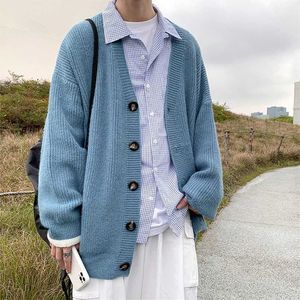 Men's Sweaters Men Cardigan Autumn Male Outwear Tops Knit Solid Loose Casual Preppy Style Korean Fashion Knitwear Coat Pull Homme 220923