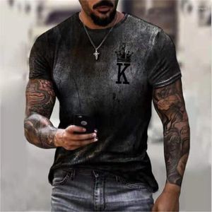 メンズTシャツメンズTシャツポーカーKグラディエント3Dプリント半袖男性シャツヨーロッパとアメリカンファッションメンズサマーラウンドネック