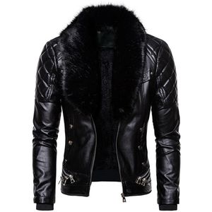 Herren Leder Faux Design Motorrad Bomber hinzufügen Wolljacke Herbst Herbst drehen