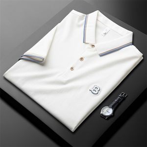 Men's Polos Light luxury high quality Paul ice silk short sleeved polo shirt men's summer fashion embroidery casual Lapel T-shirt trend 220924