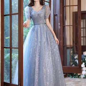 Party Dresses French Style Banquet Dress Elegant Puff Sleeve Bow Prom Dresses Women's Floor Length Formal Ball Gown 220923