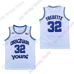 Mitch 2020 New NCAA BYU Cougars Stats Jerseys 32 Fredette Basketball Jersey College White Round Collar Size Men Youth Adult