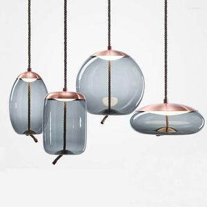 Pendant Lamps Glass Lights Nordic Stained Lampshade Creative Hanglamp For Restaurant Bar Kitchen Living Room Deco