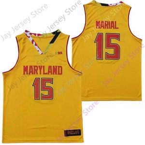 Mitch 2020 Nowy NCAA Maryland Terrapins Stats Jerseys 15 Chol Marial College Basketball Jersey Yellow Size Młodzieżowy